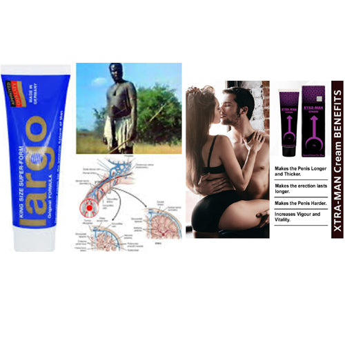 Xtra Man XXL CREME Bigger Strong Man Enlarger Max Size Cream Gold Largo Extra 50 ml + Largo Original African Cream for Men King Size Penis Enlargement 40 ml - Made In Germany