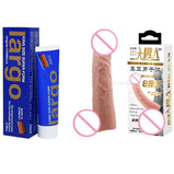 Realistic 10+ Inch Silicone Toy Extension Sleeve - Smooth Sexy Addorable African Condom + Largo Original African Cream for Men King Size Penis Enlargement 40 ml - Made In Germany