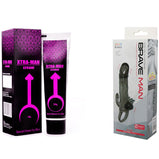 7.33 Inch High Quality Super Black Silicone Enlargement Extender Condoms for Men Penis Sleeve Condom + Xtra Man XXL CREME Bigger Strong Man Enlarger Max Size Cream Gold Largo Extra 50 ml