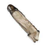 MULTI EXTENSION 7.39 INCH LONG SLEEVE UNIQUE - DOUBLE HOLE BLACK SILICONE CCONDOM