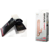Rabbit Vibrating Brave Man - Sleeve For Men Pure Silicone Made + Titan Russian Original Sex Cream Gel For Men (Enlarging Penis) 50 ml Effective