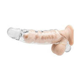 7 Inch Reusable Penis Silicone Double Pleasure Extra Time Love Super Jumbo Ribbed - Transparent