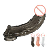 MULTI EXTENSION 7.39 INCH LONG SLEEVE UNIQUE - DOUBLE HOLE BLACK SILICONE CCONDOM