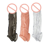 MULTI EXTENSION 7.39 INCH LONG SLEEVE UNIQUE - DOUBLE HOLE BLACK SILICONE CCONDOM